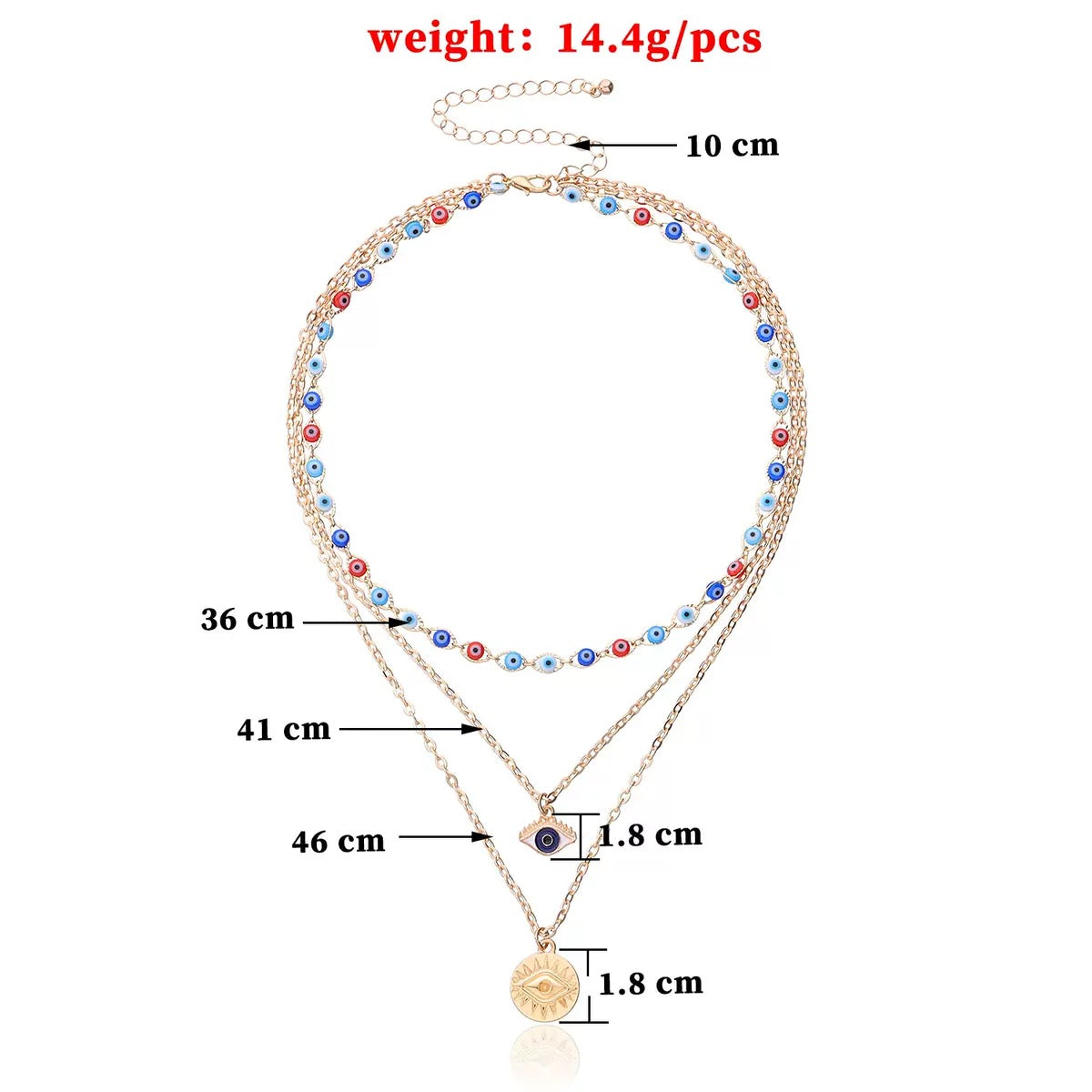 New multi-layered "Devil's Eye" pendant necklace for women, fashionable, exaggerated and trendy eye-shaped jewelry.
