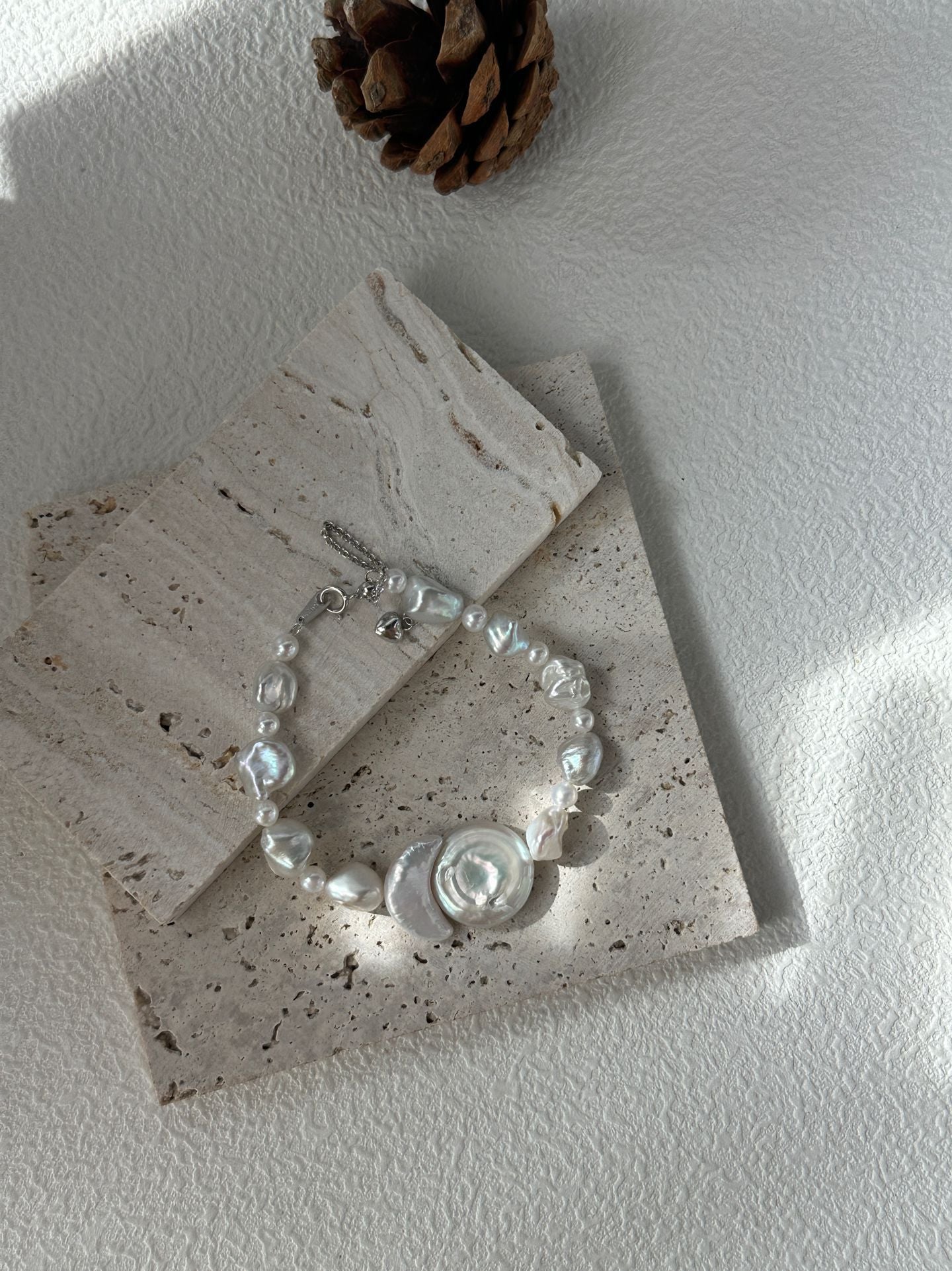 Natural Freshwater Pearl Sun Moon Floating Rest Baroque Pearl Bracelet Girl's Gift Mother's Day Gift Pearl Handmade Necklace  Ring