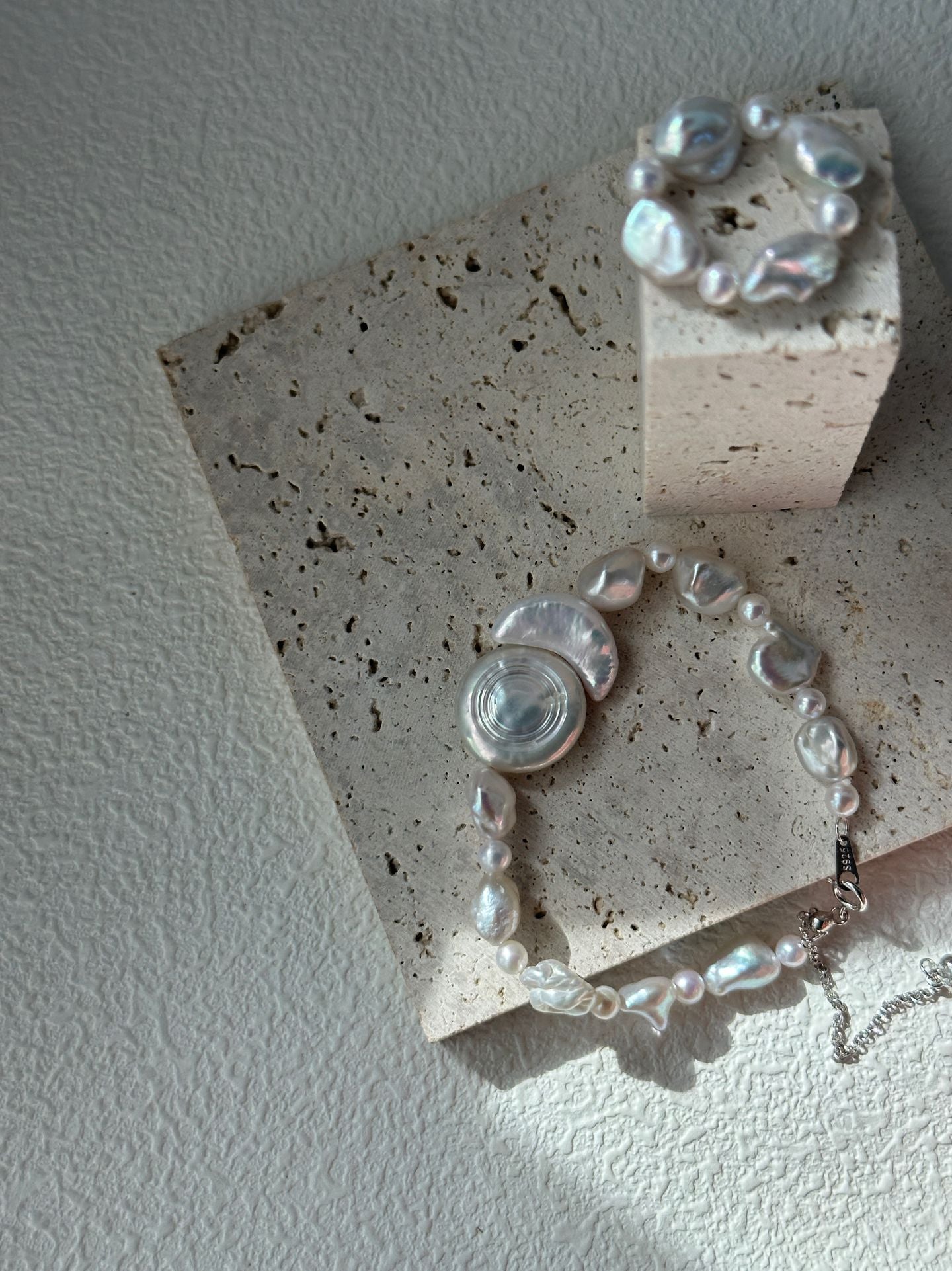Natural Freshwater Pearl Sun Moon Floating Rest Baroque Pearl Bracelet Girl's Gift Mother's Day Gift Pearl Handmade Necklace  Ring