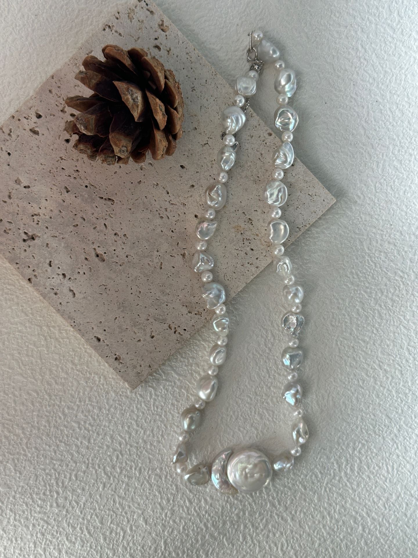 Natural Freshwater Pearl Sun Moon Floating Rest Baroque Pearl Bracelet Girl's Gift Mother's Day Gift Pearl Handmade Necklace  Ring