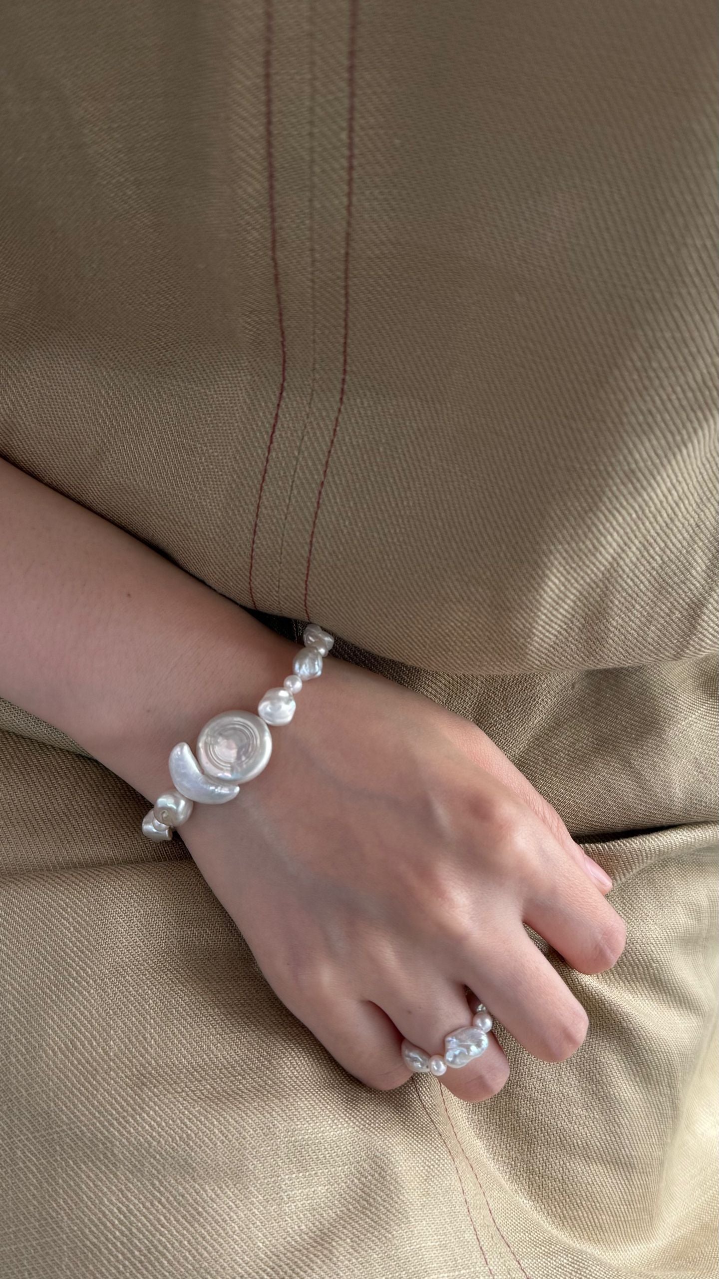 Natural Freshwater Pearl Sun Moon Floating Rest Baroque Pearl Bracelet Girl's Gift Mother's Day Gift Pearl Handmade Necklace  Ring