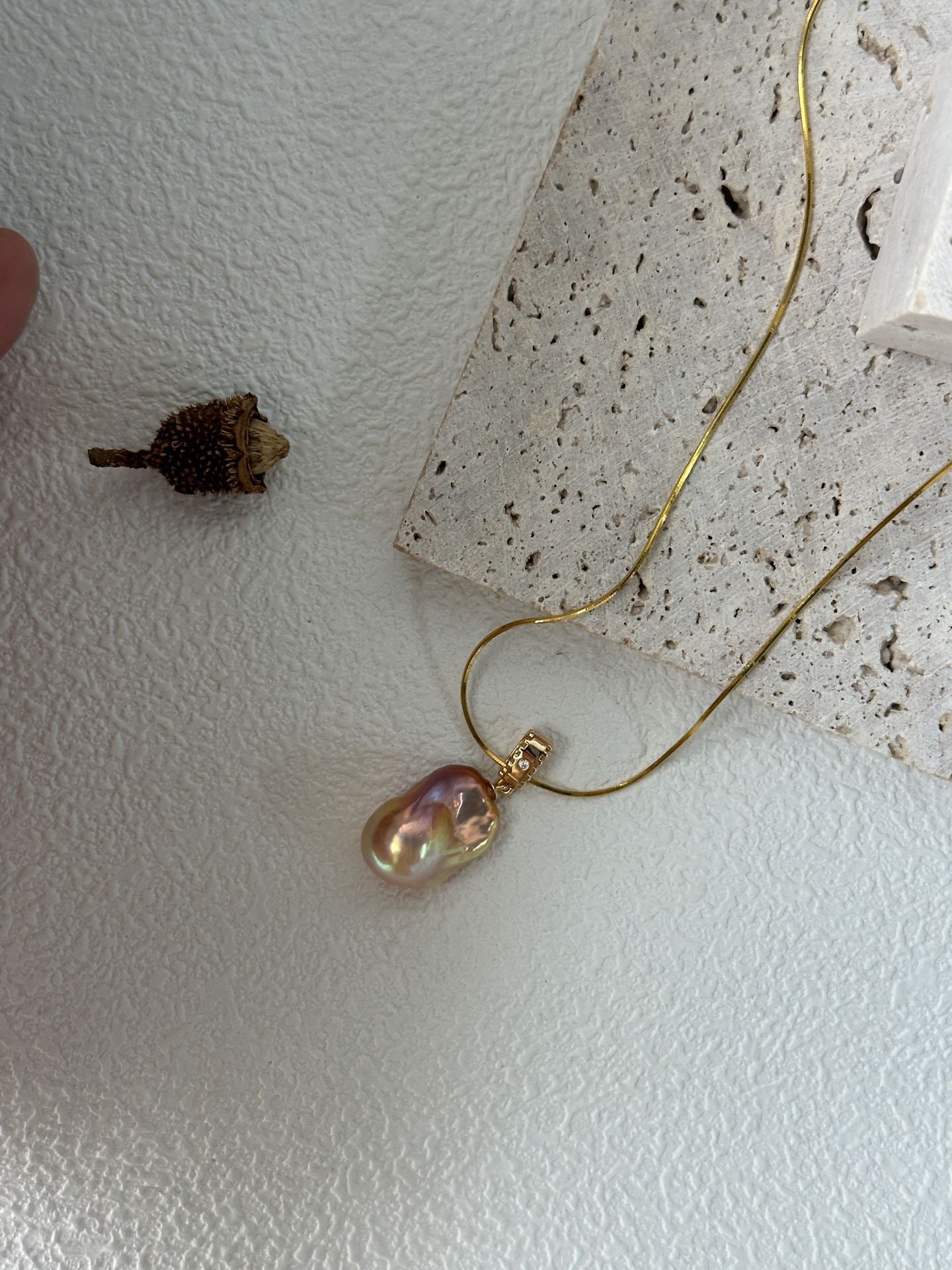 Natural freshwater pearl pomegranate colorful small Baroque pearl necklace l adjustable silver gold-plated 18K gold
