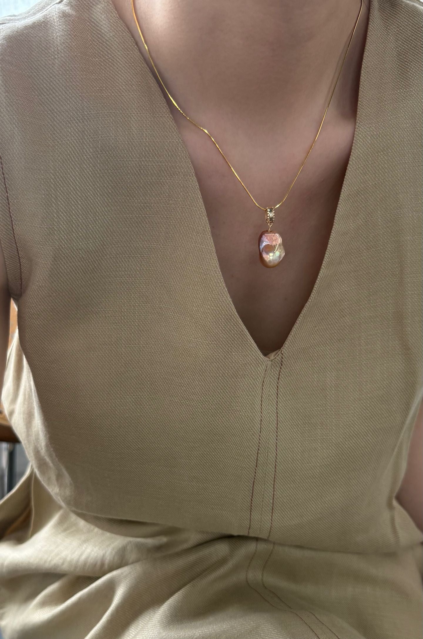 Natural freshwater pearl pomegranate colorful small Baroque pearl necklace l adjustable silver gold-plated 18K gold
