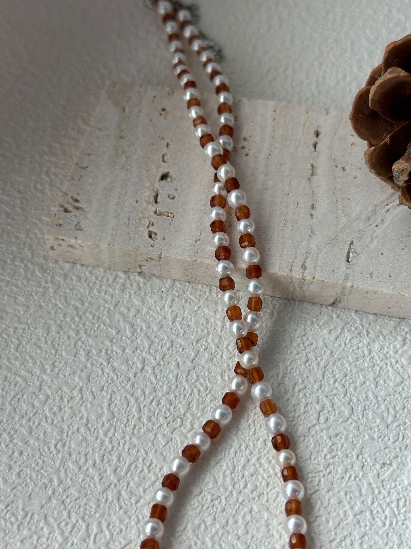 Natural freshwater pearl pomegranate colorful small Baroque pearl necklace l adjustable silver gold-plated 18K gold