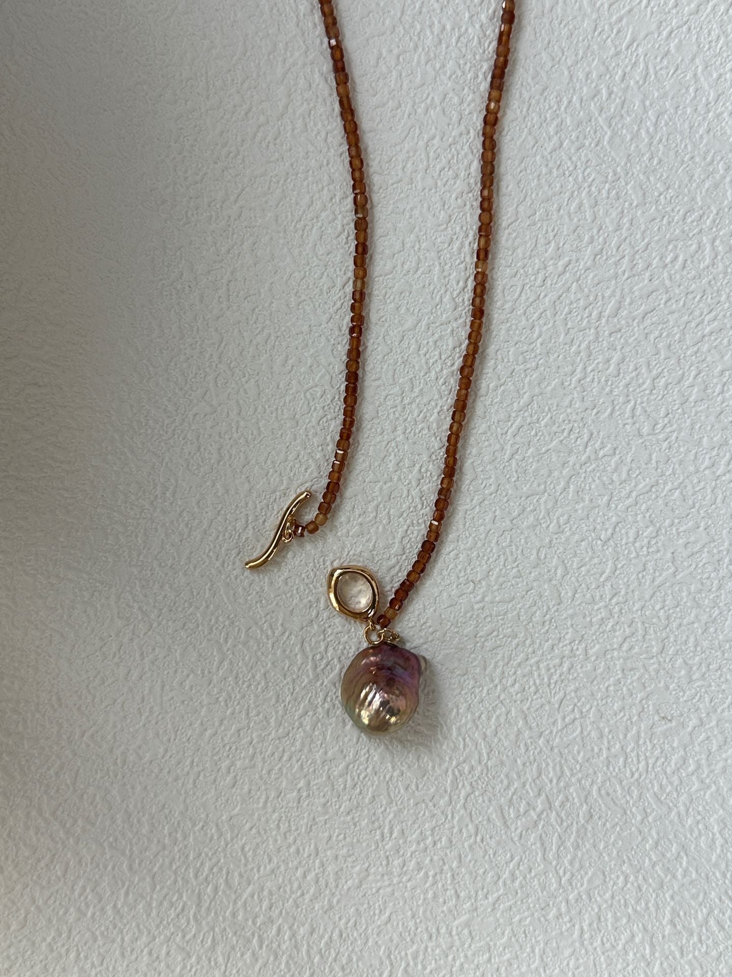 Natural freshwater pearl pomegranate colorful small Baroque pearl necklace l adjustable silver gold-plated 18K gold