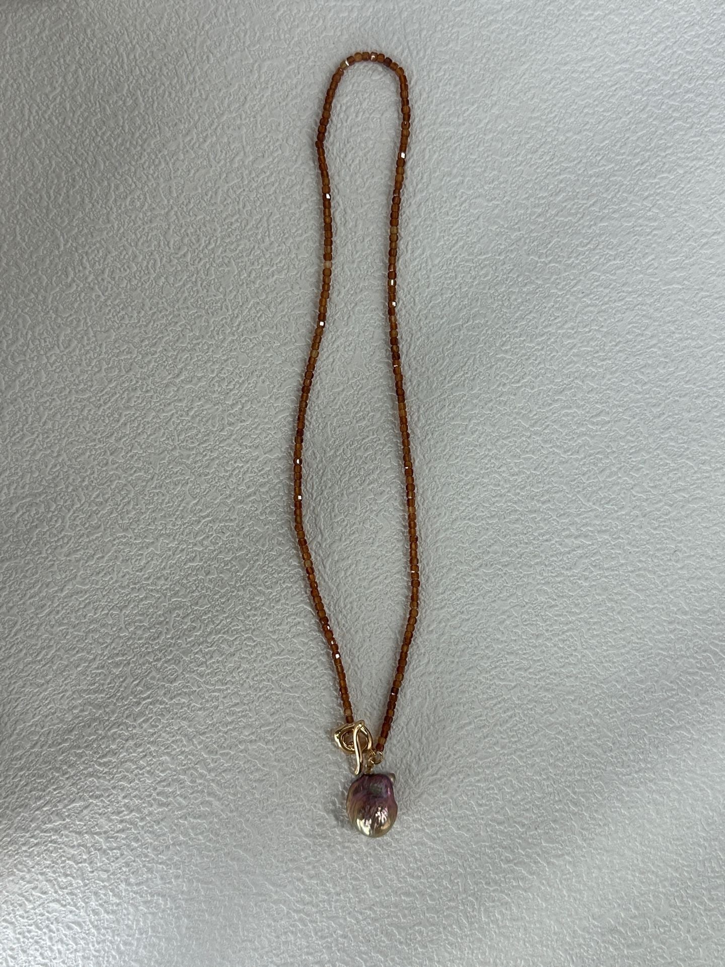 Natural freshwater pearl pomegranate colorful small Baroque pearl necklace l adjustable silver gold-plated 18K gold