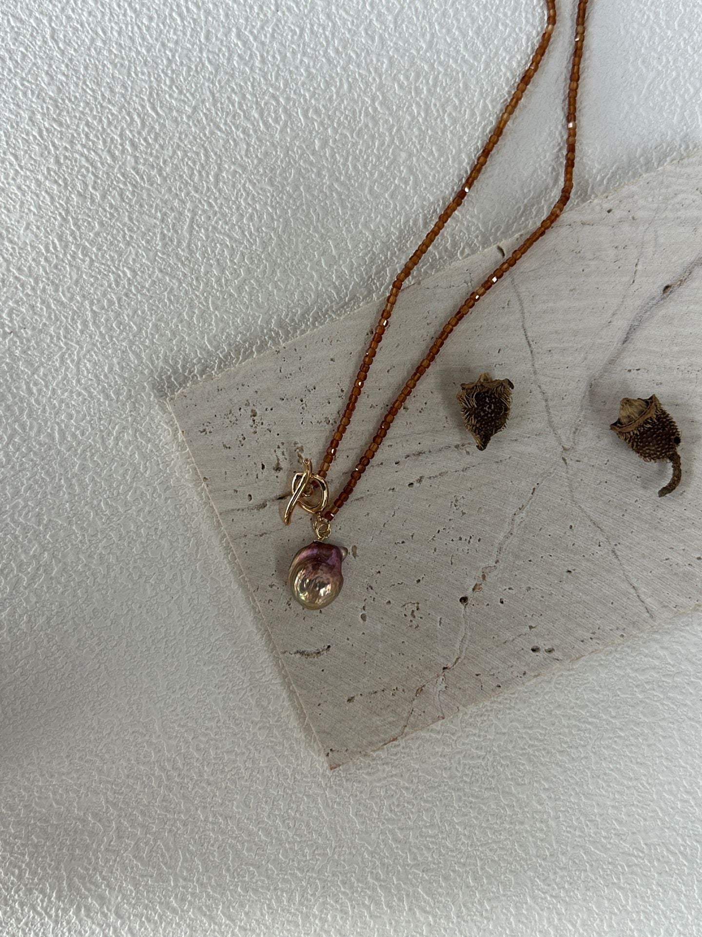 Natural freshwater pearl pomegranate colorful small Baroque pearl necklace l adjustable silver gold-plated 18K gold