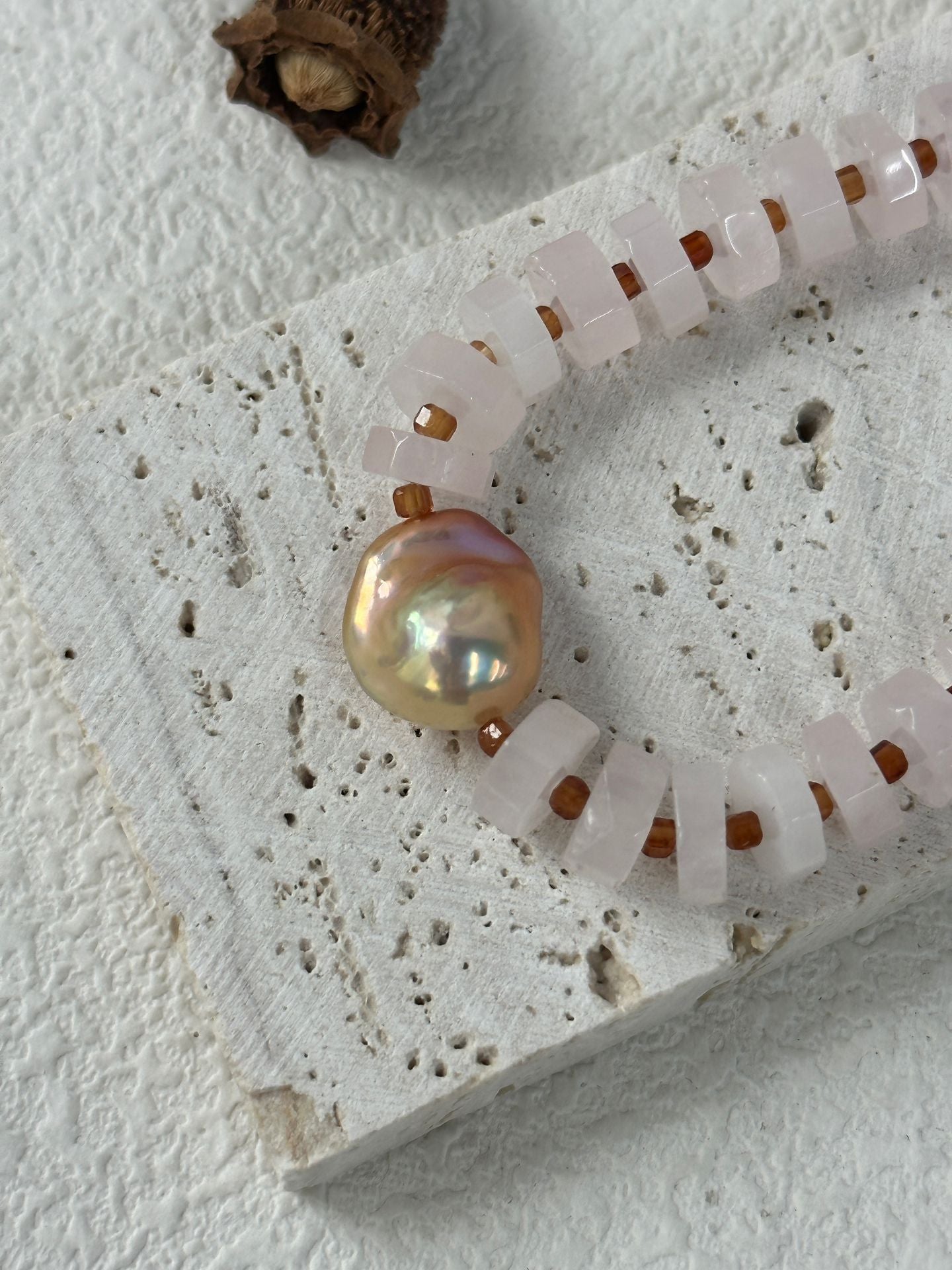 Natural freshwater pearl rose pink crystal color Baroque bracelet,Handmade pearl, girl gift ,mother gift.Silver Gold Plated 18k