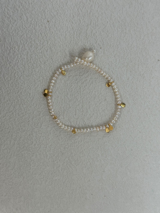 Natural freshwater pearl gold piece pearl bracelet for girls, Mother's Day gift, handmade pearl bracelet