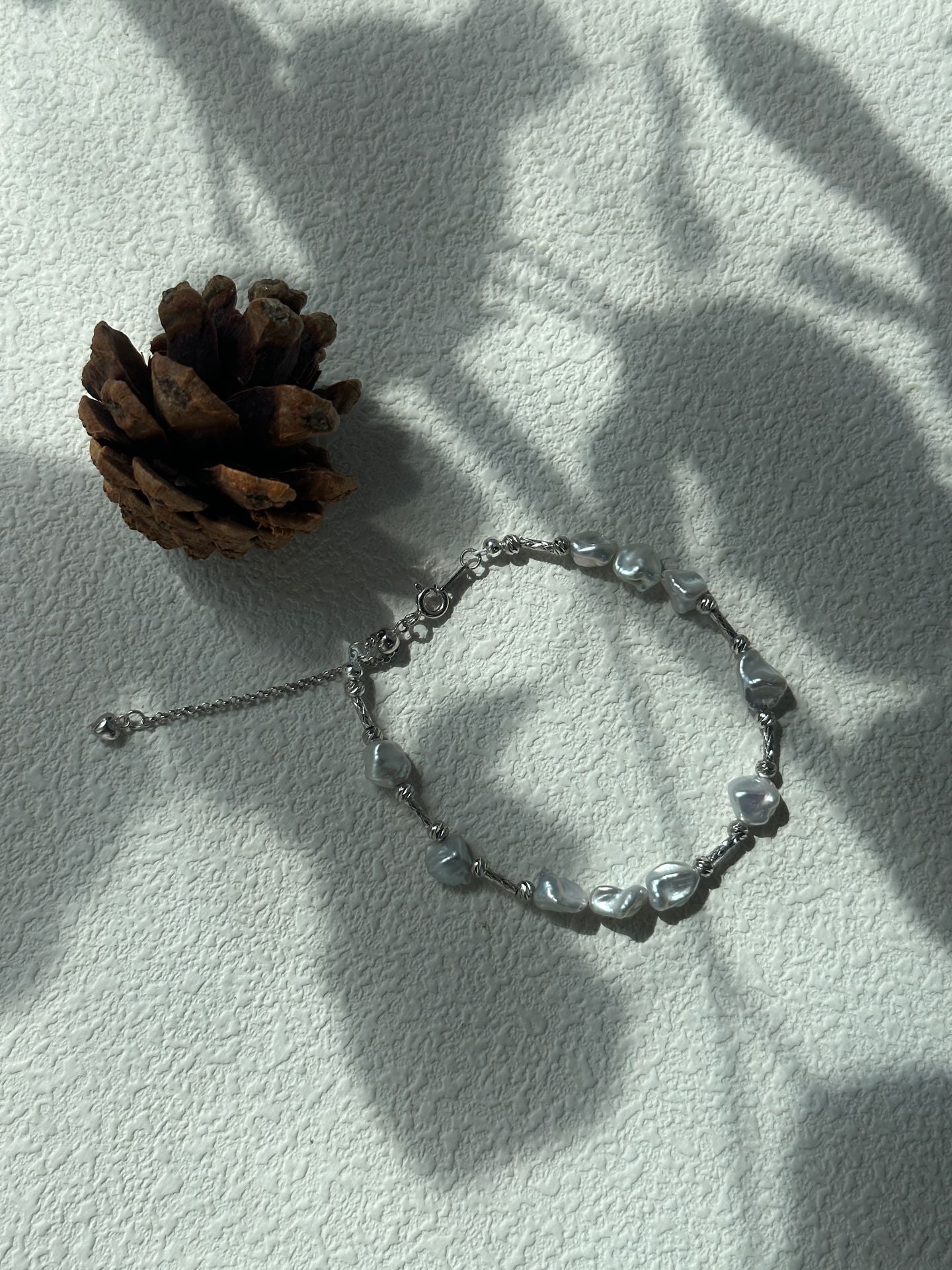 Natural freshwater pearl Baroque pearl mixed with crushed silver bracelet for girls, Mother's Day gift pearl handmade